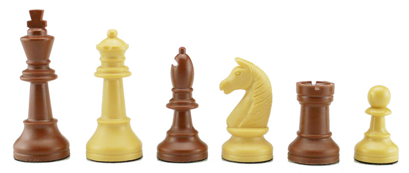 Schachfiguren beige / braun – Holzkasten
