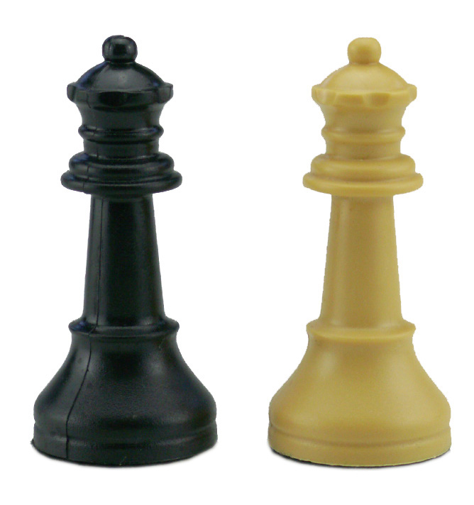 Plus je 1 Dame zu Schachfiguren Kunststoff beige / schwarz